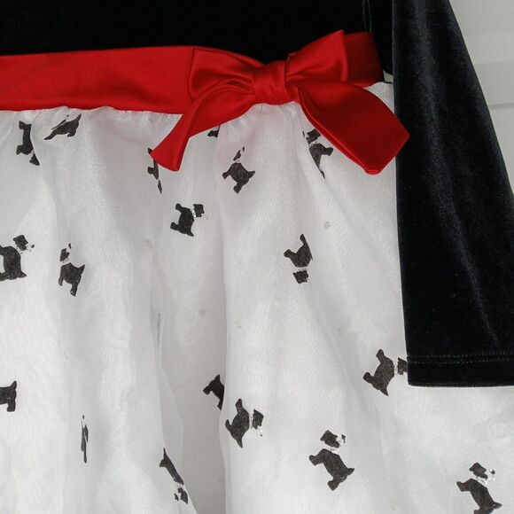 Bonnie Jean 2T Fluffy Ruffled Flared Black & White Velvet Holiday Poodle Dress - Picture 5 of 7